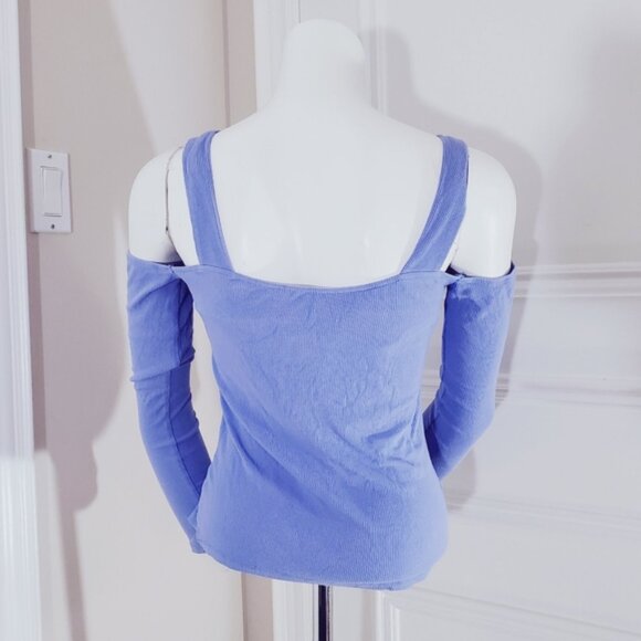 Periwinkle Blue Off-Shoulder Cutout Top - Picture 3 of 7